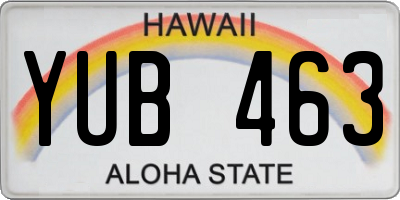 HI license plate YUB463