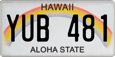 HI license plate YUB481