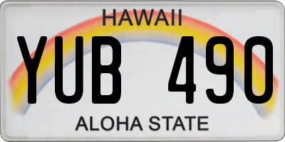 HI license plate YUB490