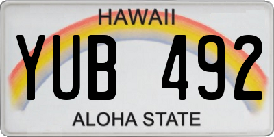 HI license plate YUB492