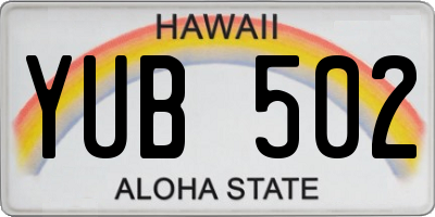 HI license plate YUB502