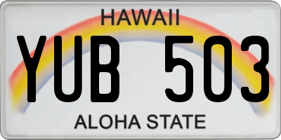 HI license plate YUB503