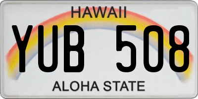 HI license plate YUB508