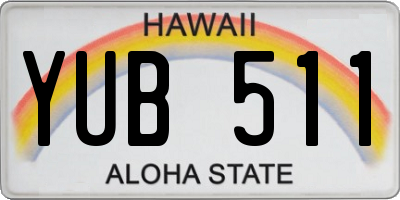 HI license plate YUB511