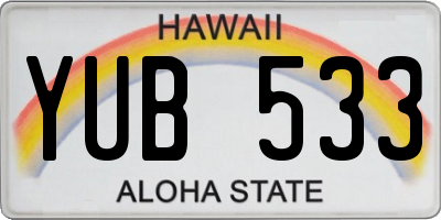 HI license plate YUB533