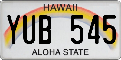 HI license plate YUB545
