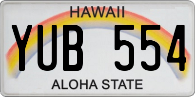 HI license plate YUB554