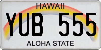 HI license plate YUB555