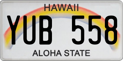 HI license plate YUB558