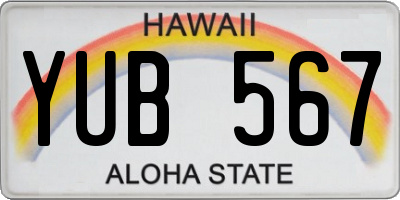 HI license plate YUB567