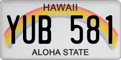 HI license plate YUB581