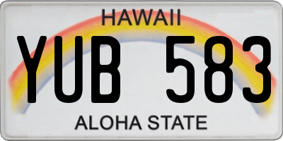 HI license plate YUB583