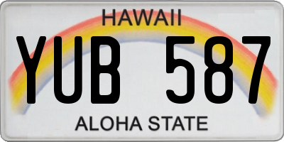 HI license plate YUB587