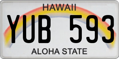 HI license plate YUB593