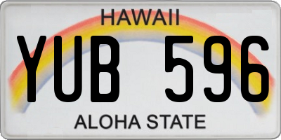 HI license plate YUB596