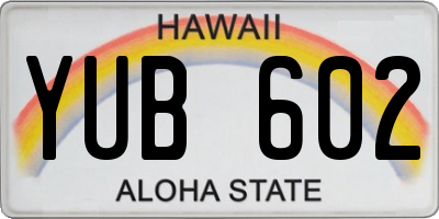 HI license plate YUB602