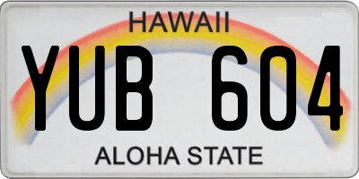 HI license plate YUB604