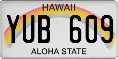 HI license plate YUB609