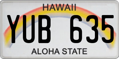 HI license plate YUB635