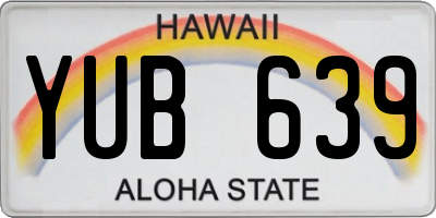 HI license plate YUB639