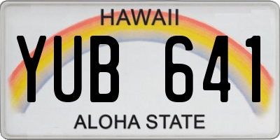 HI license plate YUB641