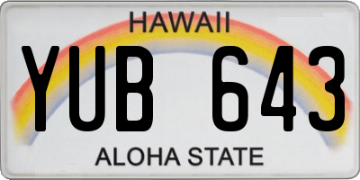 HI license plate YUB643