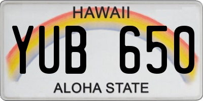HI license plate YUB650