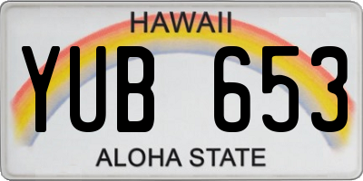 HI license plate YUB653
