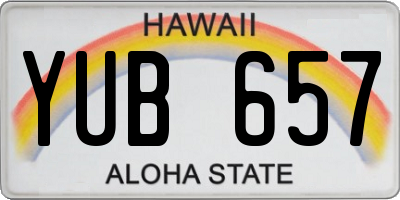 HI license plate YUB657