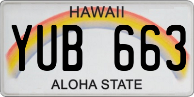HI license plate YUB663