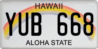 HI license plate YUB668