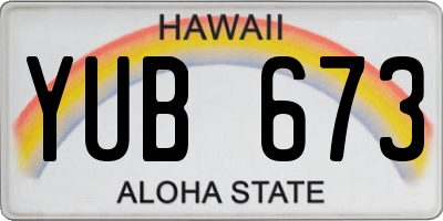 HI license plate YUB673