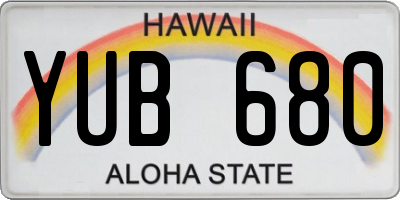 HI license plate YUB680
