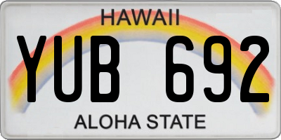 HI license plate YUB692