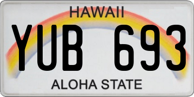 HI license plate YUB693