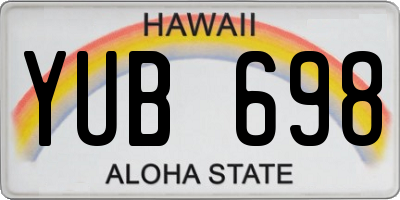 HI license plate YUB698