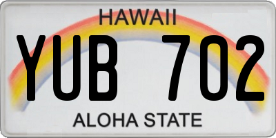 HI license plate YUB702