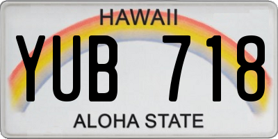 HI license plate YUB718