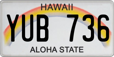 HI license plate YUB736