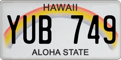HI license plate YUB749