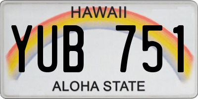 HI license plate YUB751