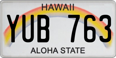 HI license plate YUB763