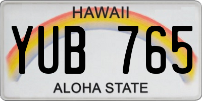 HI license plate YUB765