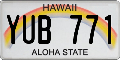 HI license plate YUB771