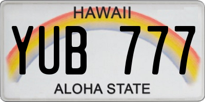 HI license plate YUB777