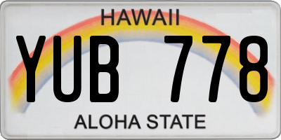 HI license plate YUB778