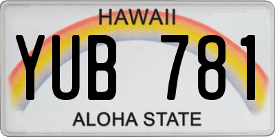HI license plate YUB781