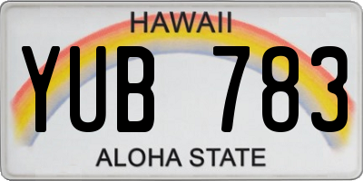 HI license plate YUB783