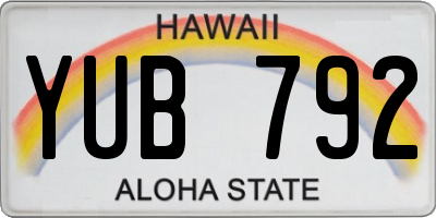 HI license plate YUB792