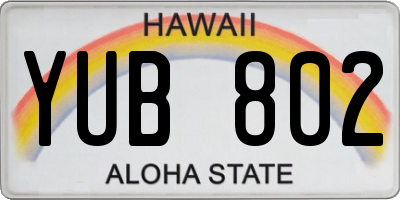 HI license plate YUB802